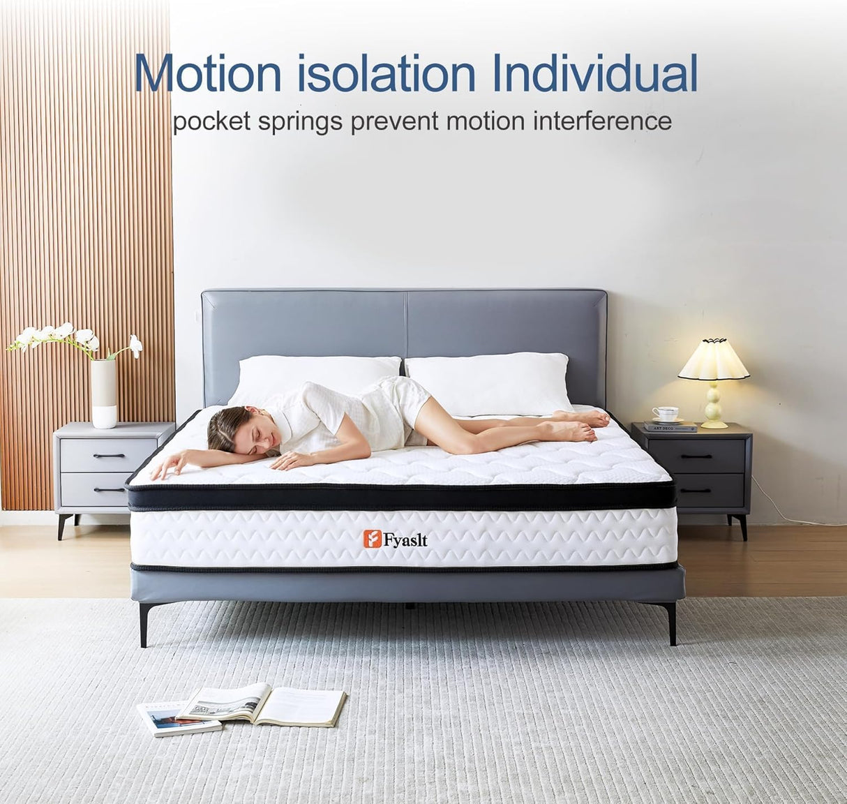 Fyaslt Queen Size Mattress, 10 Inch Memory Foam Hybrid Mattress in a Box with Individual Pocket Spring for Motion Isolation & Strong Edge Support & Pressure Relief, CertiPUR-US,100 Nights Trial Fyaslt