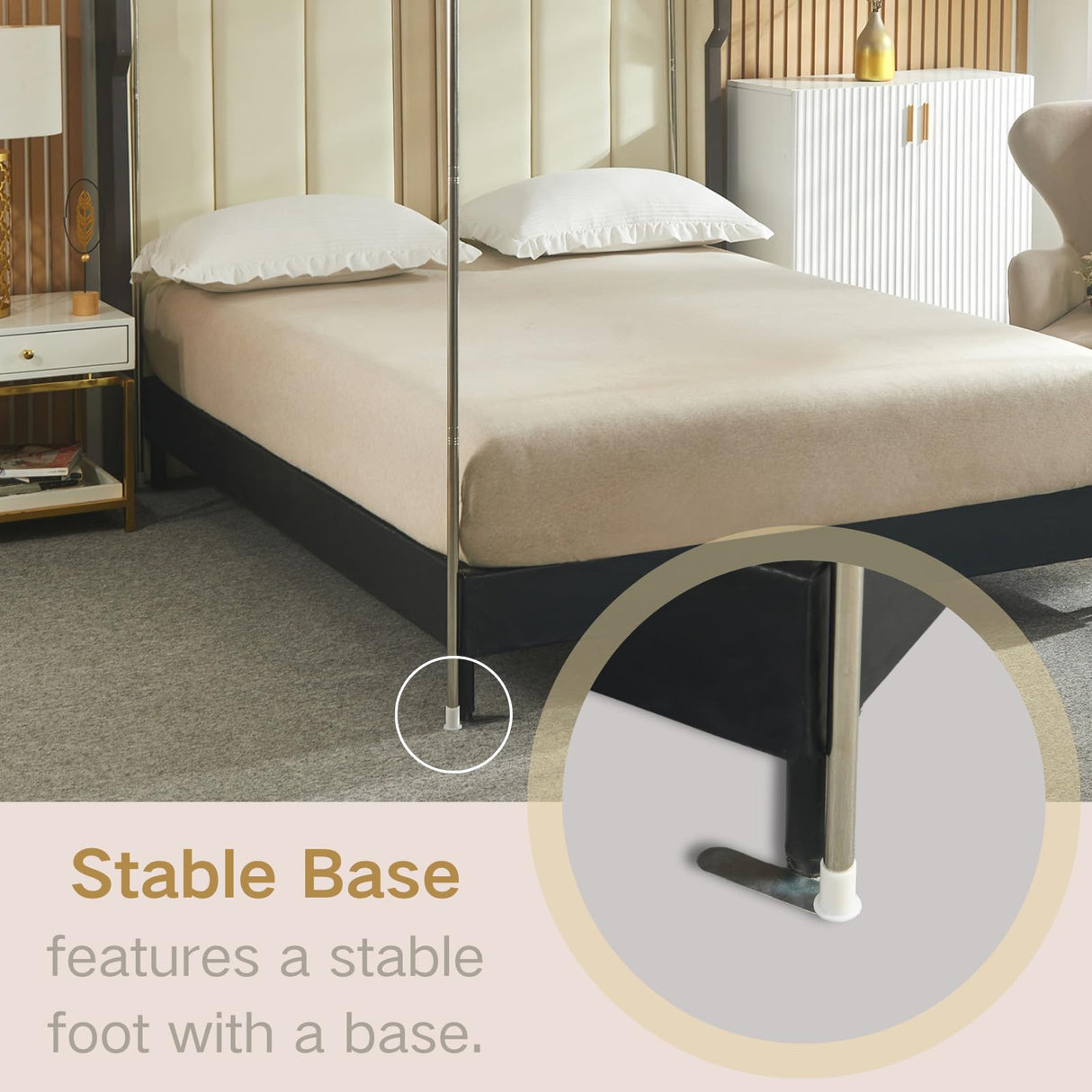 Beyeutao King Bed Canopy Frame Stainless Steel Four Poster Bed Frame Four Poster Bed Curtains Frame 4 Poster Mosquito Net Frame for Bed Play Tent Frame Outdoor or Indoor. Beyeutao