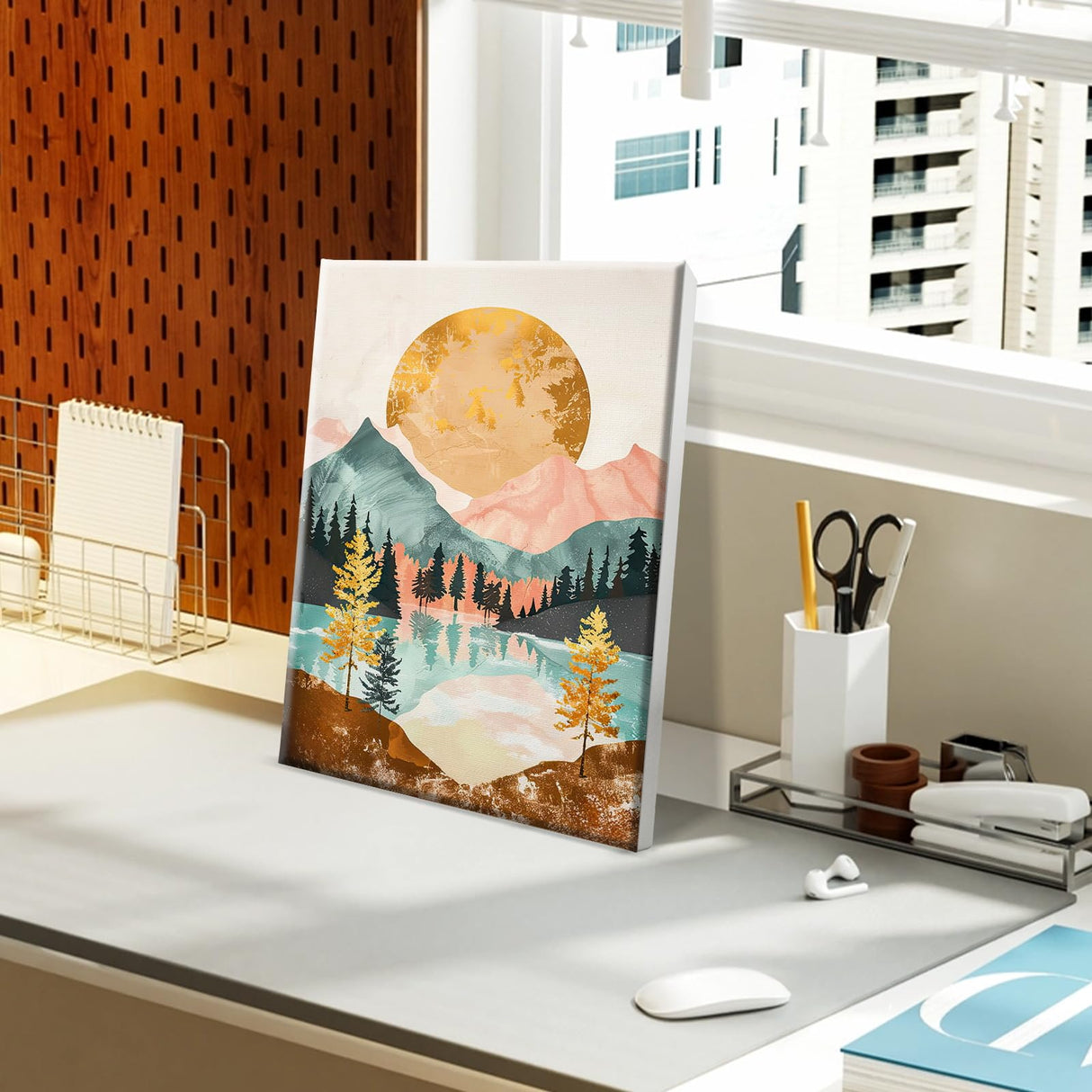 JOOZ 4 Pack Paint by Numbers Kit for Adults with Frame Mountain Paint by Number with Easel Lake Adult Paint by Number Kit on Canvas Framed Sunset Oil Painting Kits for Home Wall Decor 8x12 Inch JOOZ