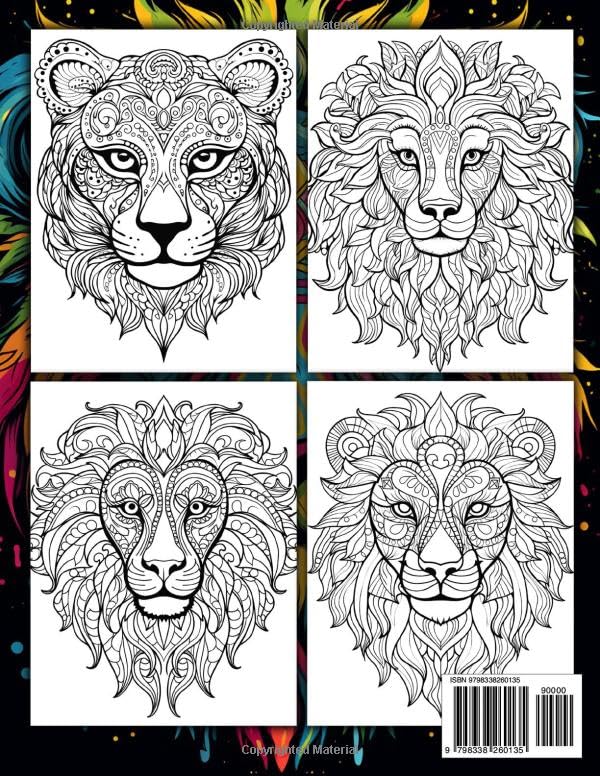 Mandala lions Coloring Book: 48 Intricate And Beautiful Designs Lion For The creative Haven Teens And Adults Majosta