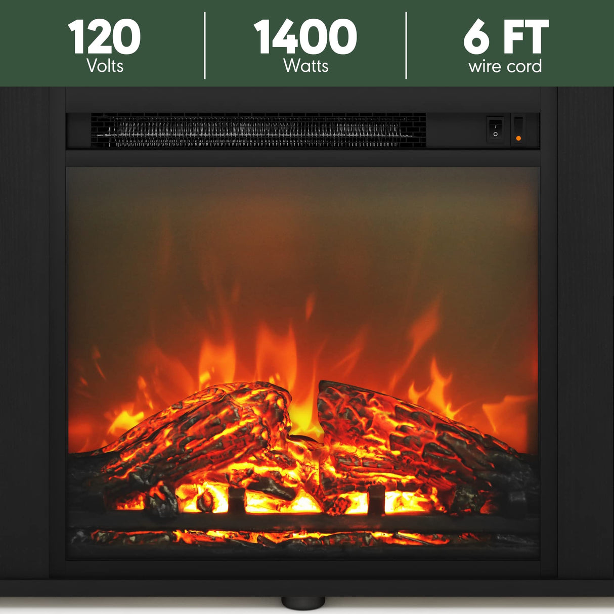 Furinno Jensen Open Storage Fireplace Entertainment Center for TV up to 70 Inch with Stainless Steel Tubes, Americano/Chrome Furinno