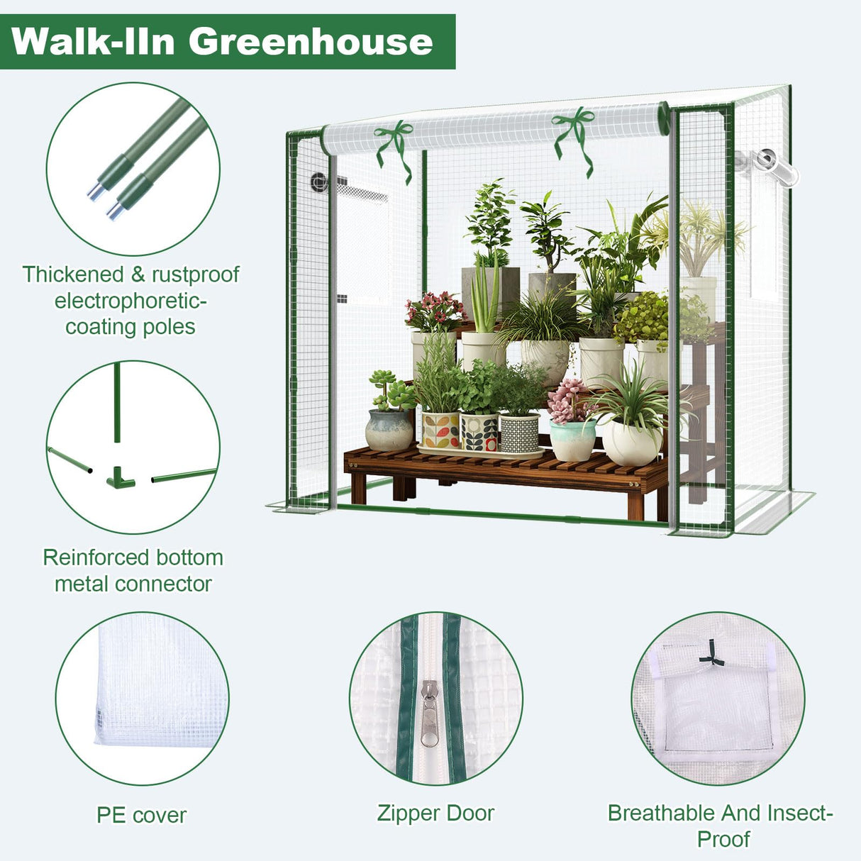 Greenhouse, 47.2”(L) x31.5”(W) x47.2”(H) Greenhouses for Outdoors, Durable Green House Kit with Window, Thicken PE Cover, Green Houses for Indoor Outside,Clear Mini Portable Garden Plant Green House deaunbr