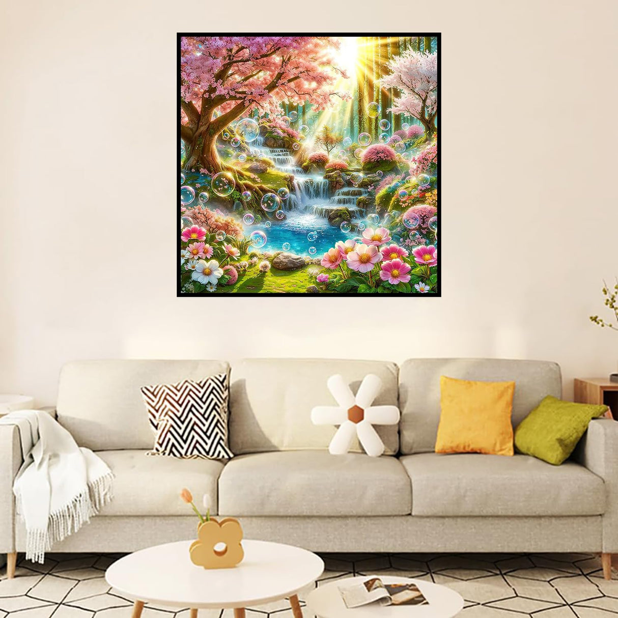 Benjenes Flower Diamond Arts Kits for Adults-Flowers Diamond Painting Kits, DIY Floral Gem Art DIY Crafts Kits Home Wall Decor Gifts 14x14 inch Benjenes