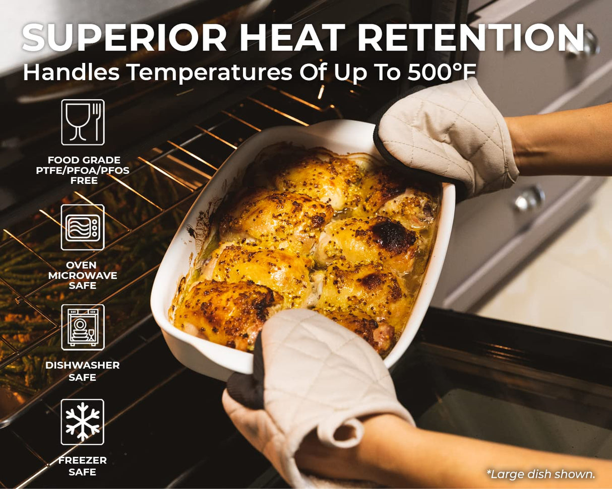 Saffron & Sage Casserole Dish Set of 3 - Baking Dishes for Oven, Contemporary White Ceramic Baking Dish Set, Heavy Duty Bakeware, Up to 500° High Heat Resistant, Dishwasher, Freezer and Food Safe Saffron & Sage Home Living