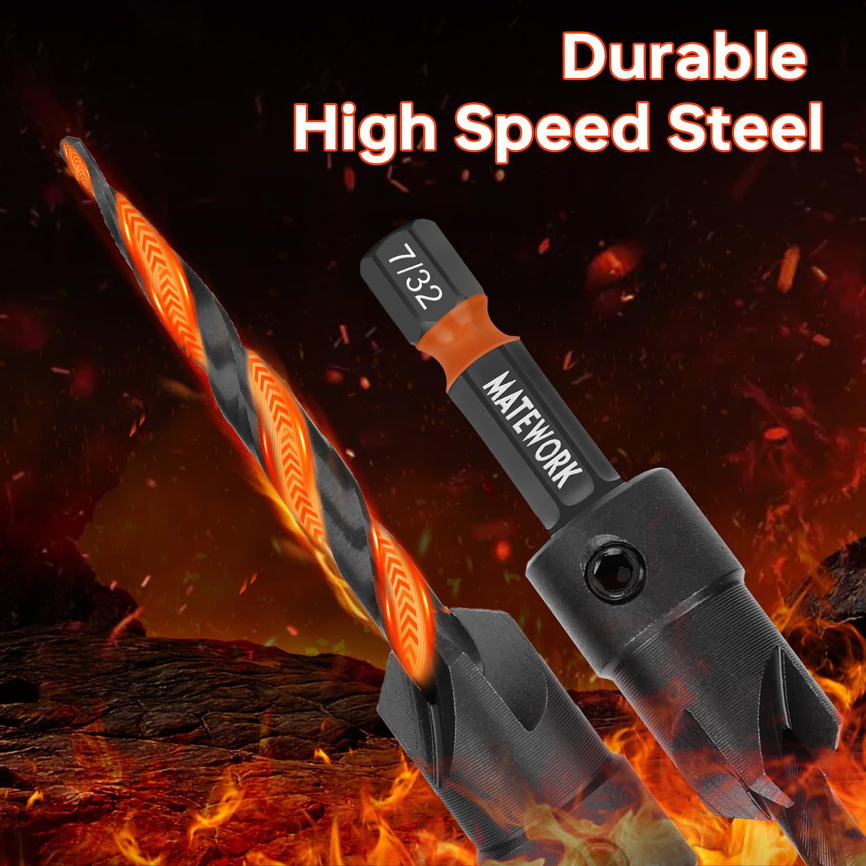 Matework Countersink Drill Bit Set, M2 Cobalt HSS Counter Sink Drill Bit for Wood, Adjustable Depth Drill Bit Set, 15PCS Wood Plug Cutter Drill Bit Set for Woodworking Matework