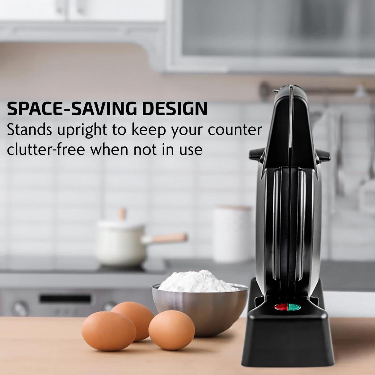 OVENTE Belgian Waffle Maker with Non-Stick Plates, 180° Rotating Function and Cool Touch Handle for Easy Single Flip, Perfect for Cooking 7” Classic Waffles for Breakfast or Snacks, Black WMF1440BR OVENTE