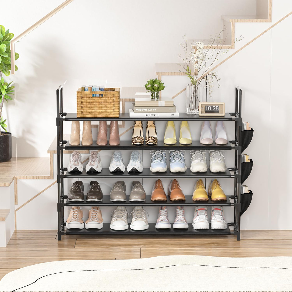 OYREL Shoe Rack 5 Tier Shoe Organizer Shoe Storage 20-25 Pairs Shoe Rack for Closet Shoe Rack Organizer Entryway Shoe Holder Space Saving Shoe Shelf Shoe Stand Large Tall Shoe Tower Garage Door OYREL