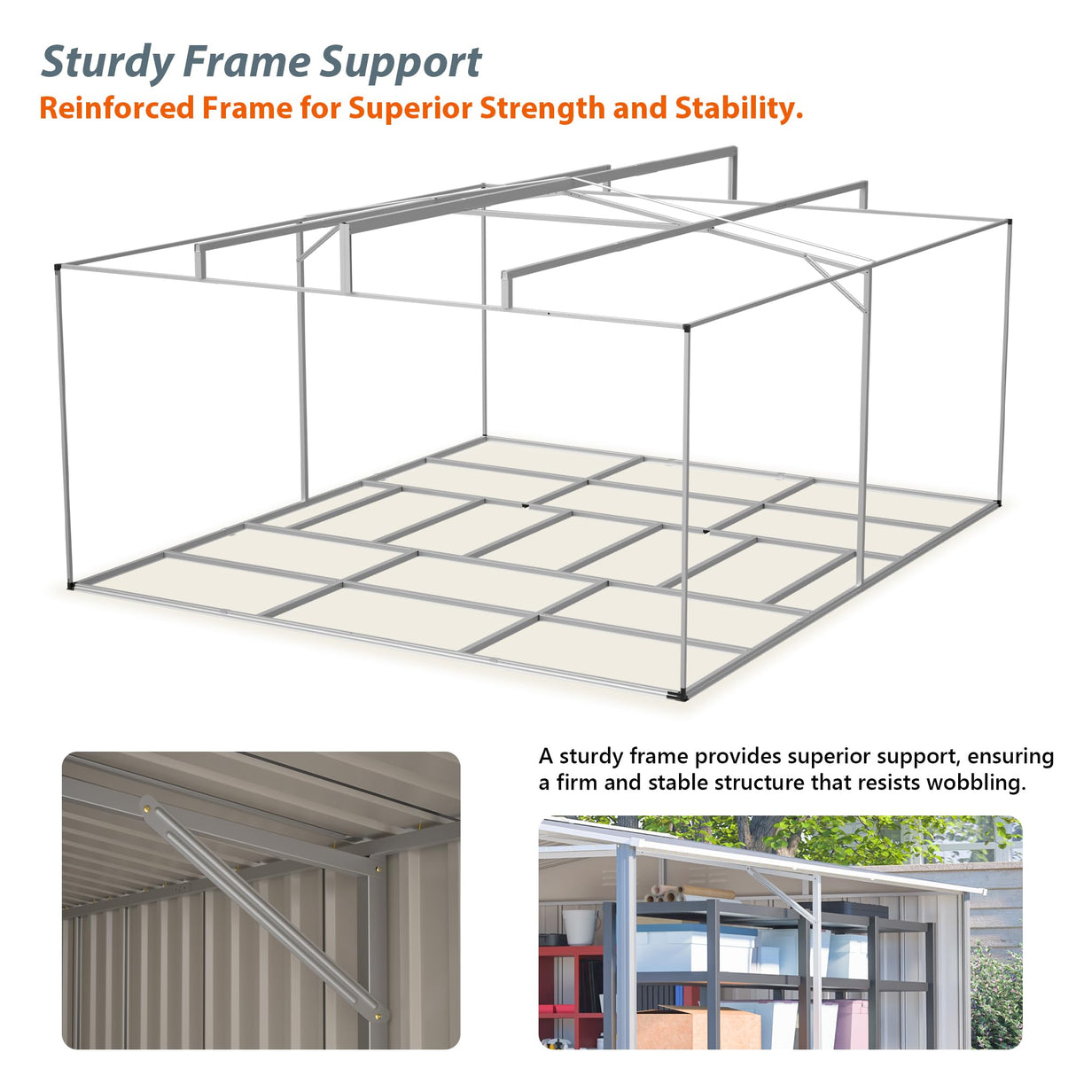 12x14 FT Extra Large Outdoor Metal Storage Shed with Floor Frame, Heavy Duty Galvanized Steel Tool Shed with Lockable Double Doors, Weatherproof Backyard Storage for Lawn Equipment, Patio Furniture Bullenfity