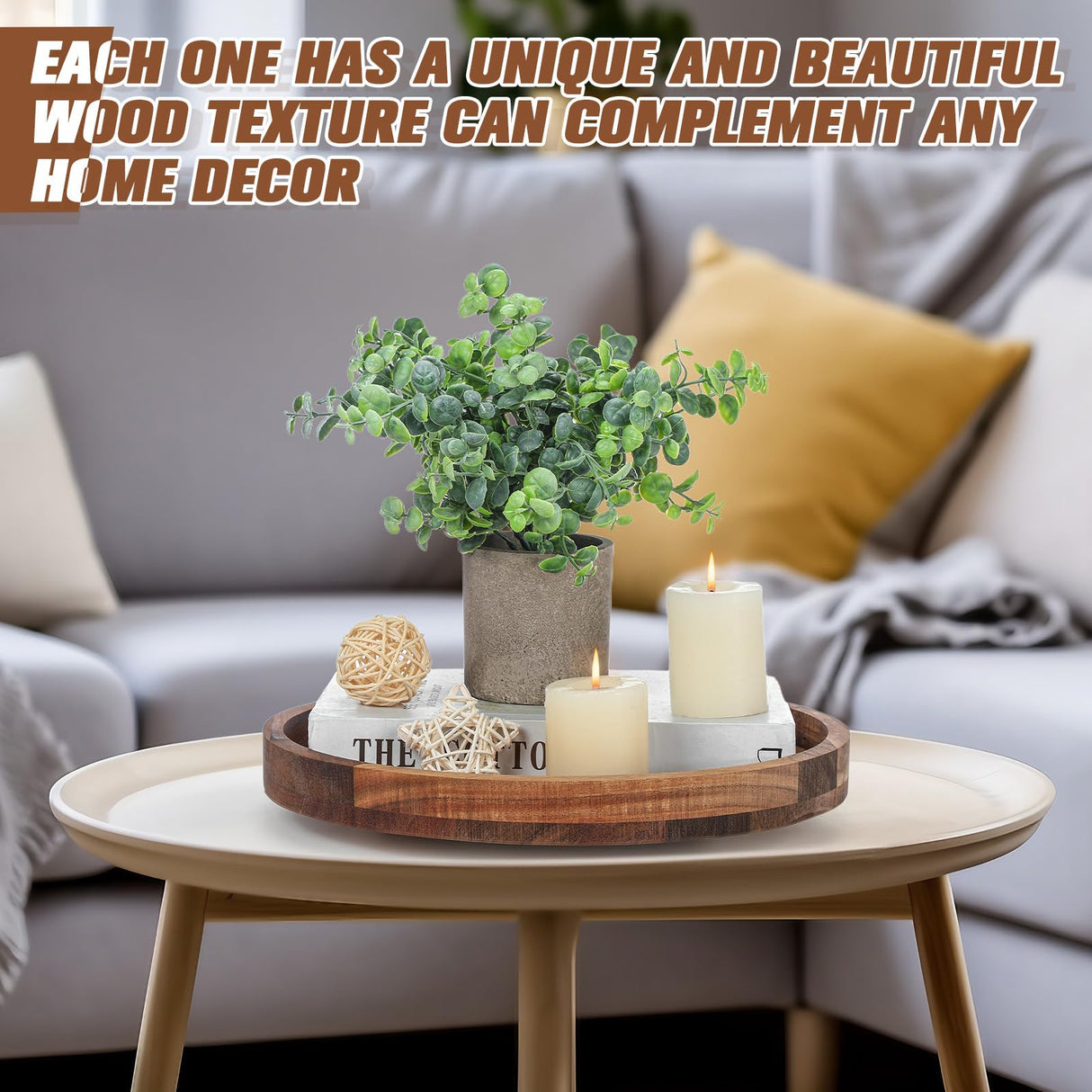 Nitial 12'' Acacia Wood Lazy Susan Organizer Wooden Rotating Turntable Organizer Kitchen Organizer Turntable for Dining Table Countertop Kitchen Cabinet Pantry Storage Nitial