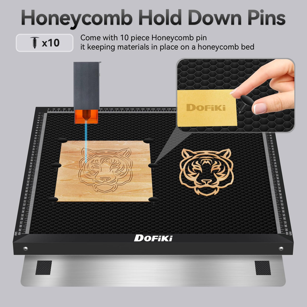 Dofiki Steel Honeycomb Laser Bed 400 x 400mm Honeycomb for A5 Pro, Master 2, RAY5, LE400PRO, Z1, B1, B2, L1, L2 and Most Laser Engraver Cutter, 15.7" x 15.7" (0 0) Origin Top Left Dofiki