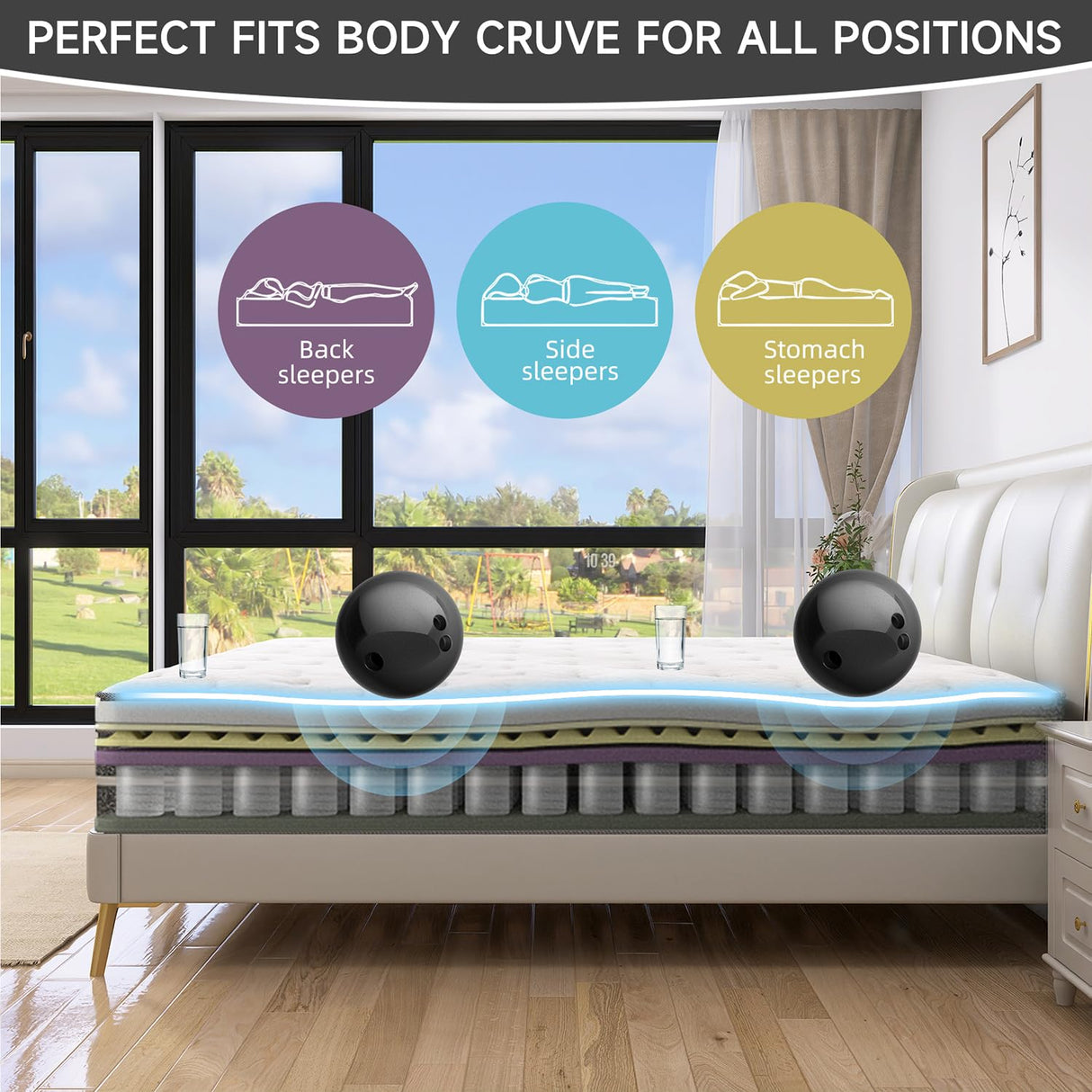 Hohamn Queen Size Mattress, 14 Inch Hybrid Mattress in a Box, Queen Mattress Foam and Individually Wrapped Pocket Coils, Soft and Breathable, Pressure Relief, Strong Edge Support, Medium Firm Hohamn