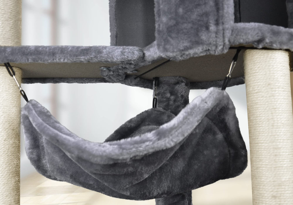 YUNIQUE Cat Tree with Cat Condo and Big Hammock, Grey YUNIQUE