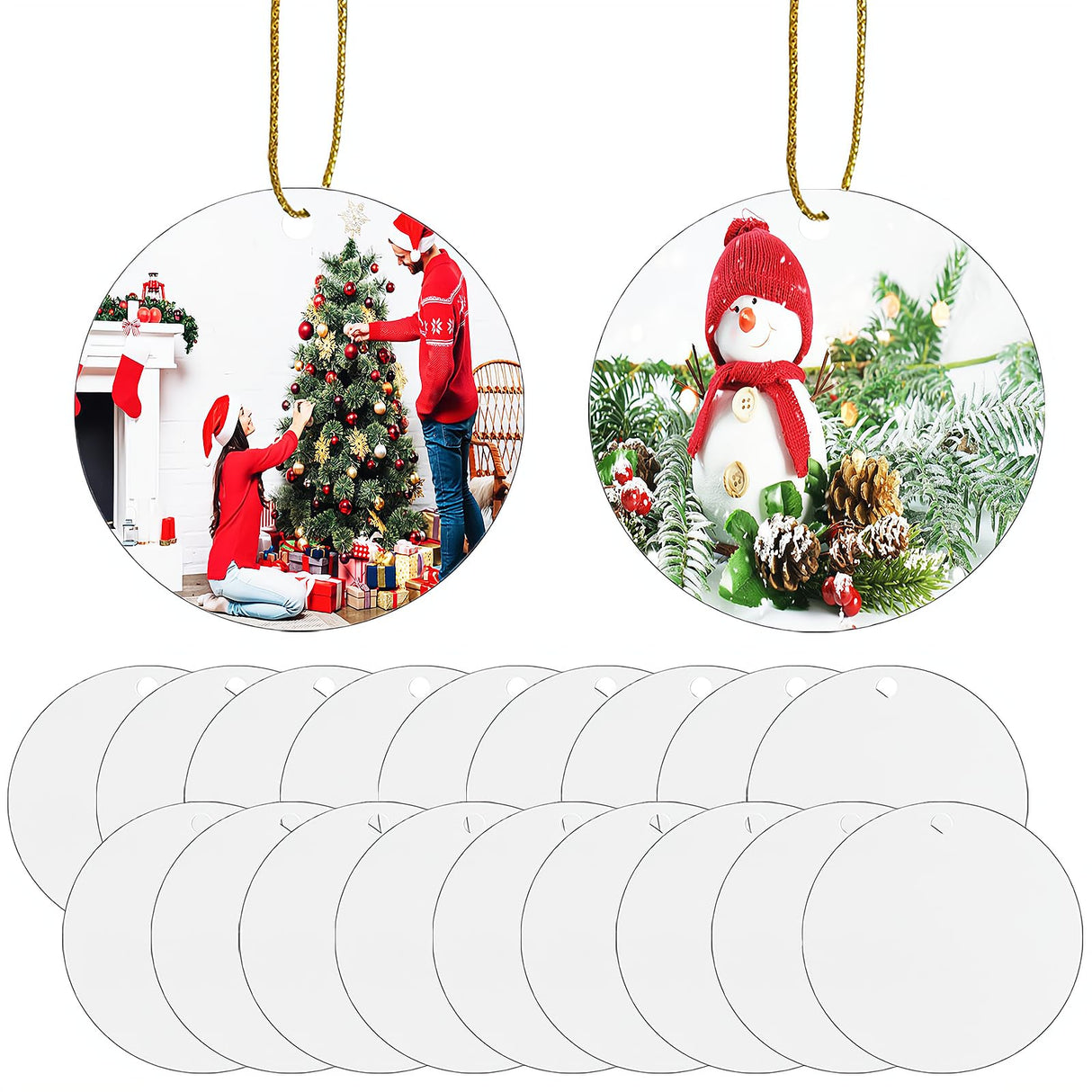 20pcs Metal Sublimation Ornament Blanks,Christmas Ornaments for Christmas Tree Decor,Sublimation Round Blanks Bulk for Heat Press Printing,DIY Handmade Crafts Double Sided Sublimation Ornaments (20) Guyuewey