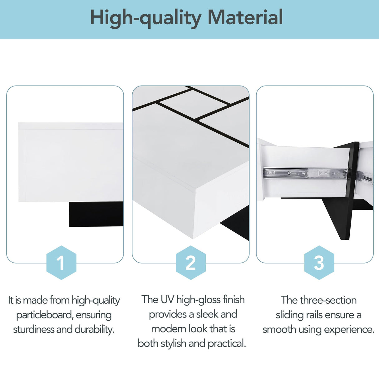 Merax Coffee Table, Modern Extendable Coffee Table with 4 Hidden Storage Compartments, UV High-Gloss Square Center Cocktail Table with Sliding Tabletop for Living Room, 31.5"x 31.5" (White) Merax