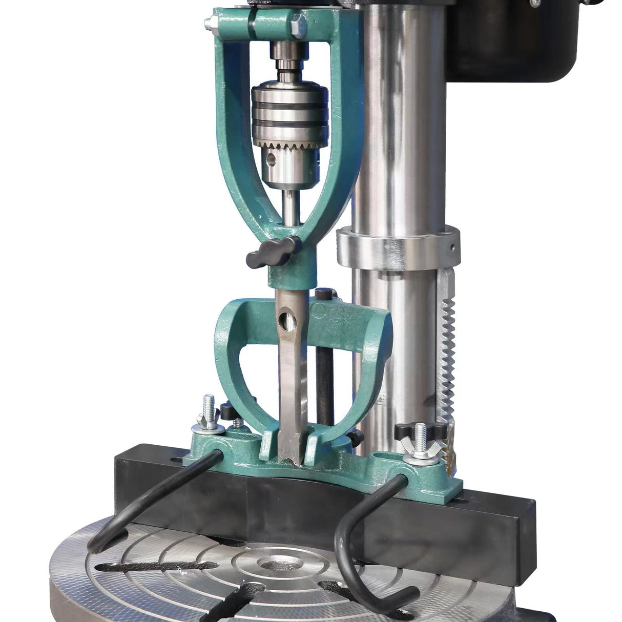 LNROE-K Mortising Attachment for Drill Press, 4 Model Drills Square Hole Chisel Set, Mortise and Tenon Tools, Drill Press Mortising Attachment Kit, Woodworking Mortise Bench Drill Locator Set LNROE-K