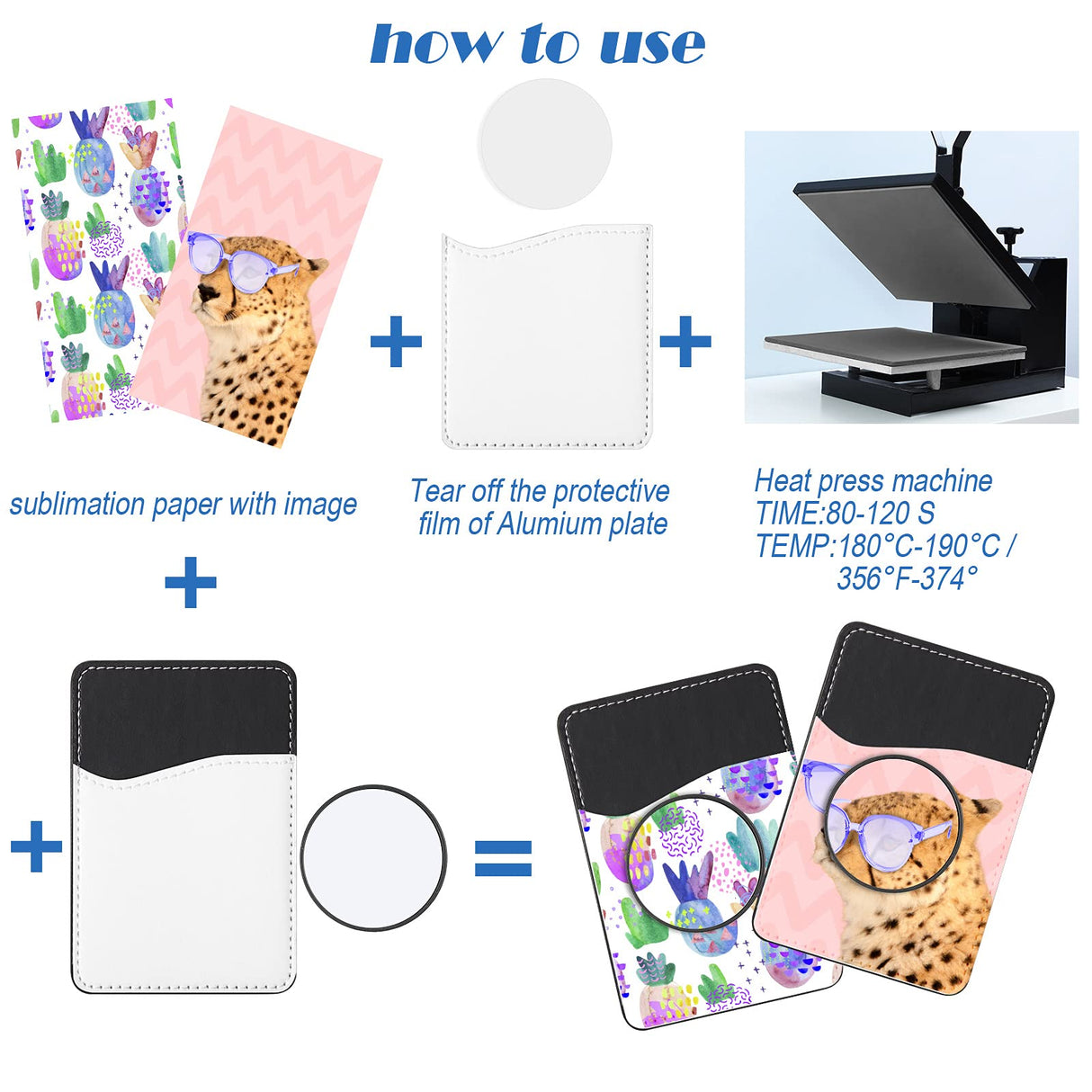 Frienda 10 Pieces Sublimation Blank Phone Wallet PU Leather Card Holder Pocket Adhesive Cell Phone Case Holder with 10 Pieces Collapsible Sublimation Phone Holders for Back of Most Smartphones Frienda