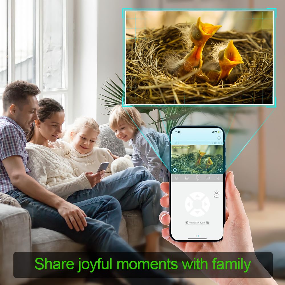 Bird House with WiFi Camera Solar Powered for Wireless Outdoors, HD View Nesting & Hatching, Box House for Bluebird Swallow Wren Chickadee, PIR Detection, SD Card & Cloud Storage, IR Night Vision IP65 Topodome