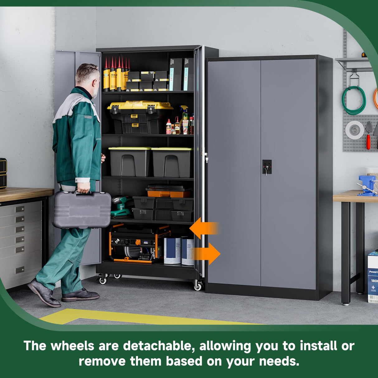 Letaya Metal Garage Storage Cabinets with Lock Door and Adjustable Shelves, Steel Tool Cabinets for Home,Office,Warehouse Organisieren (Black Grey, 75" H) Letaya