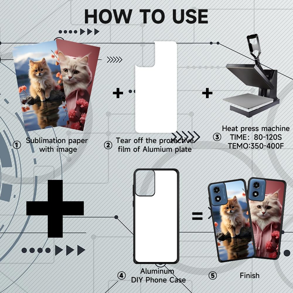 FOQENCCI 5 Piece Phone Case Compatible for Moto G Play 4G 2024 Sublimation Case Blank Printable DIY Custom Case Soft Rubber + Hard PC Anti-Slip Anti-Scratch Drop Protection Cover Black FOQENCCI