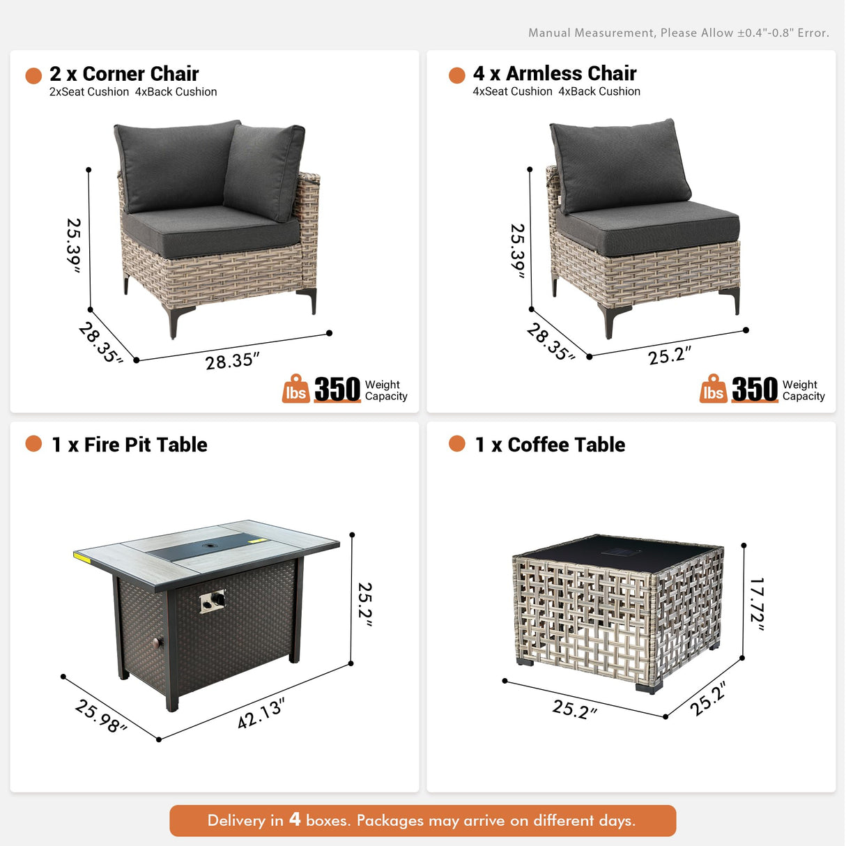 Outdoor Sectional Patio Furniture Set with Fire Pit Table and Glowing Table,8 Pieces Wicker Conversation Sets L Shaped Couch Out Door Sofa Set Outside Furniture for Garden Deck Yard,Black POUUIN