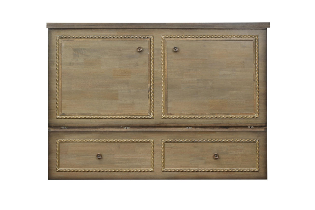 Mega Solutions Venetian Murphy Cabinet Bed with Deepest Storage Drawer On The Market and USB Charging Station (Queen, Latte) Mega Solutions