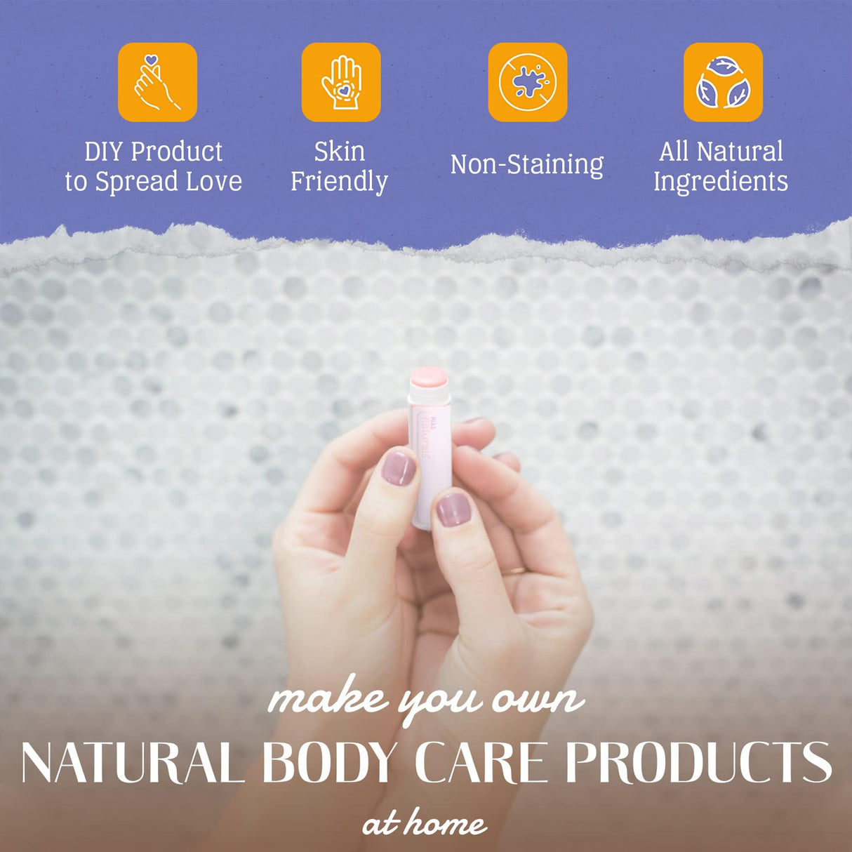 Kiss Naturals - Lip Balm Making Arts & Crafts Kit for Kids - with Organic Safflower Oil, Beeswax, Shea Butter - Stem DIY Body Care - Make 6 Lip Balms - Birthday, Holiday Gift for Girls & Boys Kiss Naturals