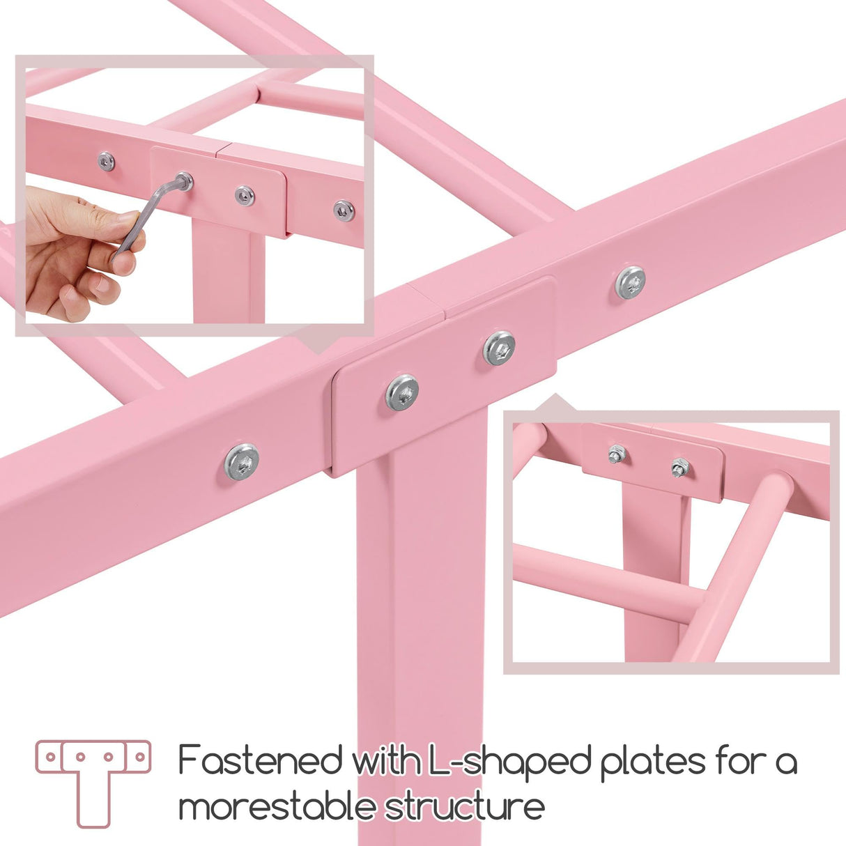 Yaheetech Classic Metal Platform Bed Frame Mattress Foundation with Victorian Style Iron-Art Headboard/Footboard/Under Bed Storage/No Box Spring Needed/Twin Size Pink Yaheetech