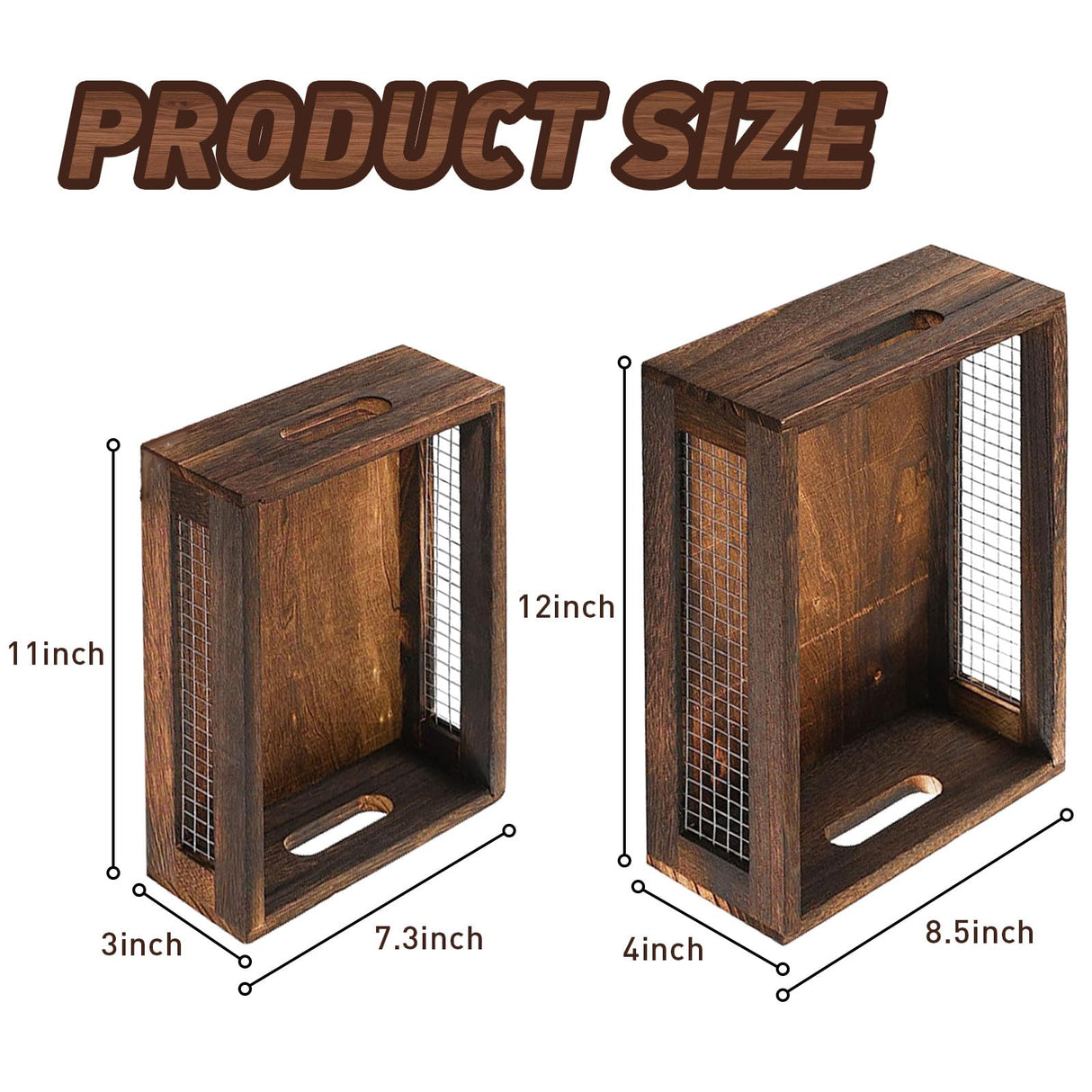 Hyuetrsa Rustic Countertop Nesting Basket with Handle Wooden Countertop Baskets Set for Countertop, Fruit, Veggies, Kitchen,Gift Basket Small Decorative Wood Wire Containers with Handle Set of 2 Hyuetrsa