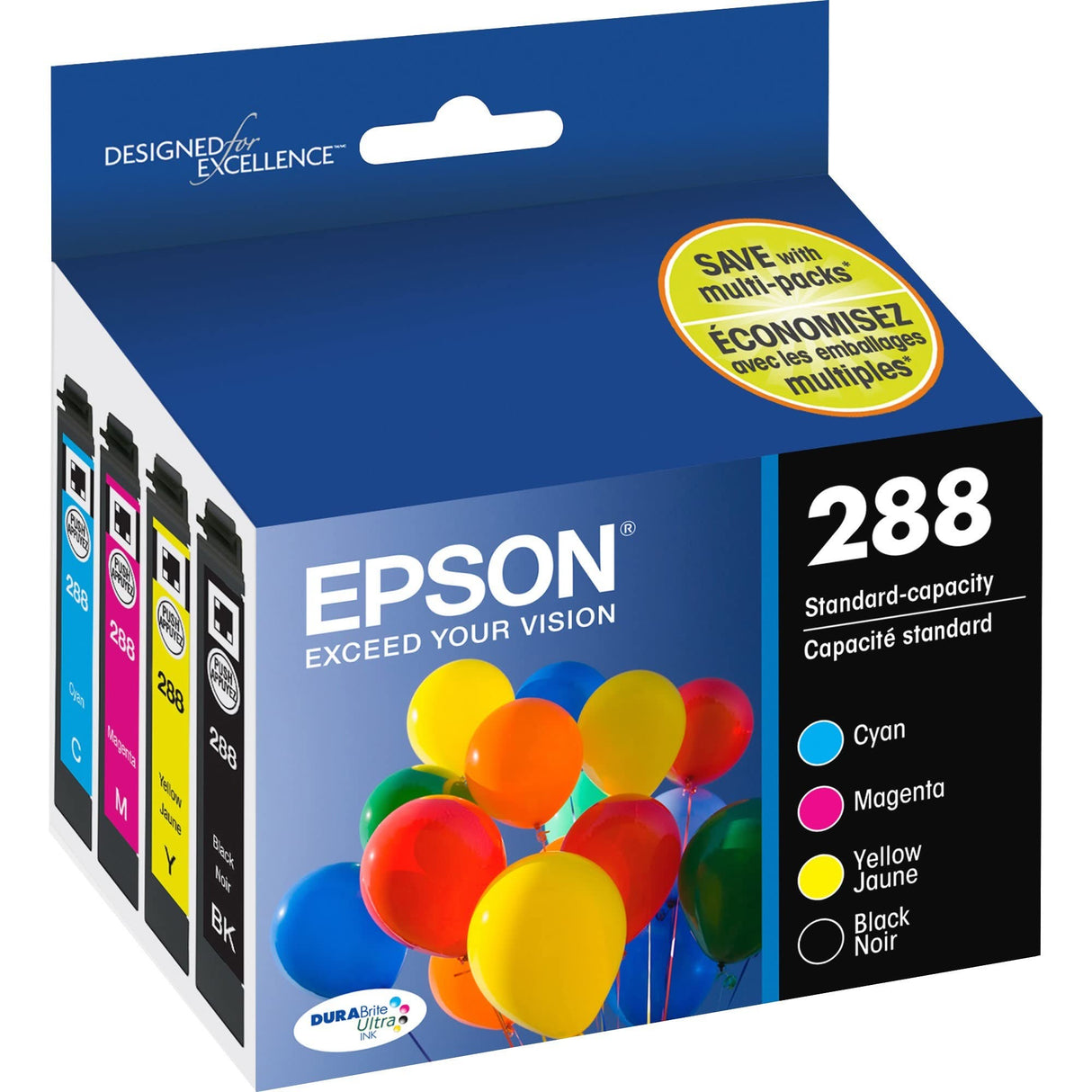EPSON 288 DURABrite Ultra Ink Standard Capacity Black & Color Cartridge Combo Pack (T288120-BCS) Works with Expression XP-330, XP-430, XP-434, XP-340, XP-440, XP-446 Epson