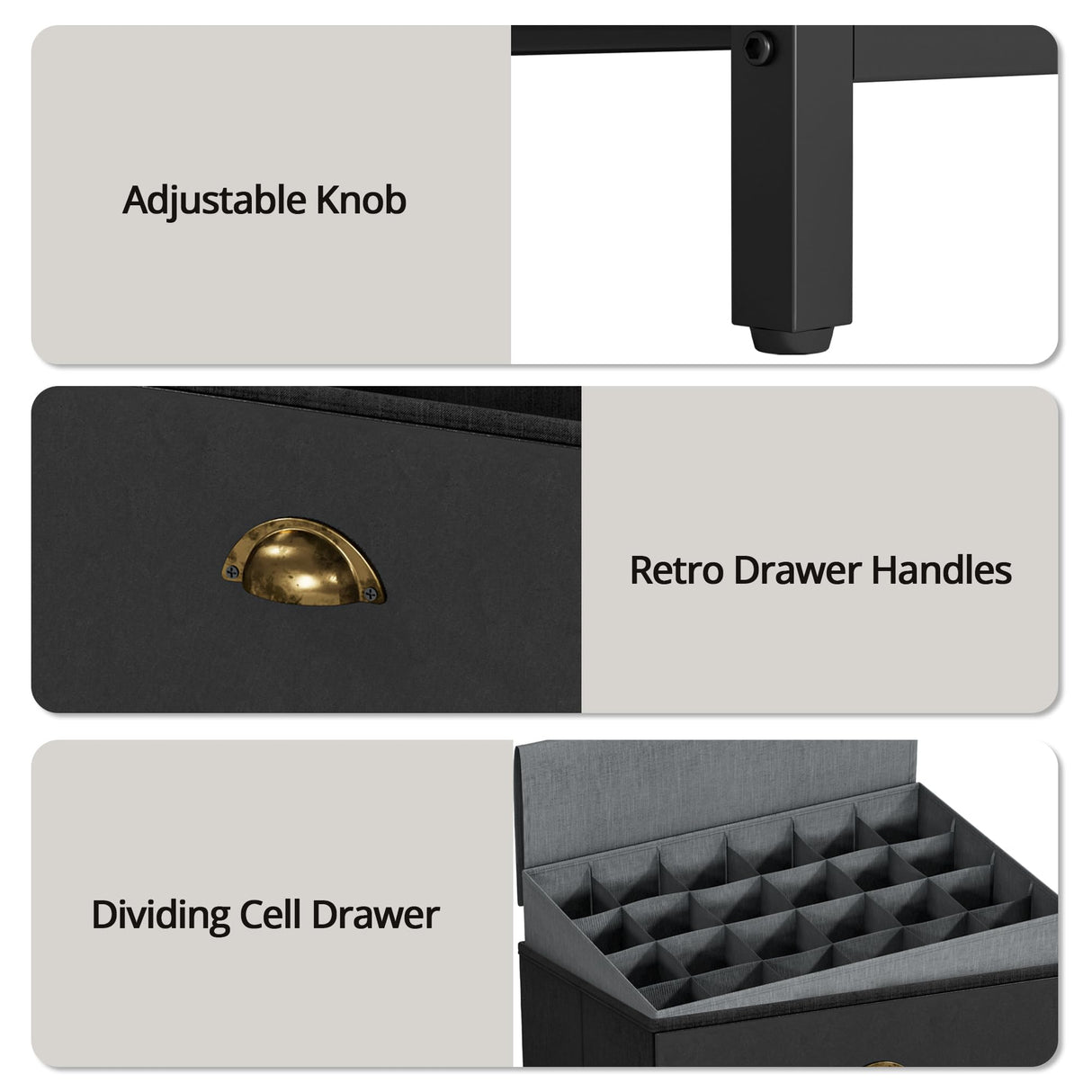 IRONCK Dresser with Power Outlets and LED Lights, 8 PU Leather Drawers Dresser with Charging Station, Wide Chests of Drawers for Closet, Bedroom, Hallway, Vintage Brown Black IRONCK