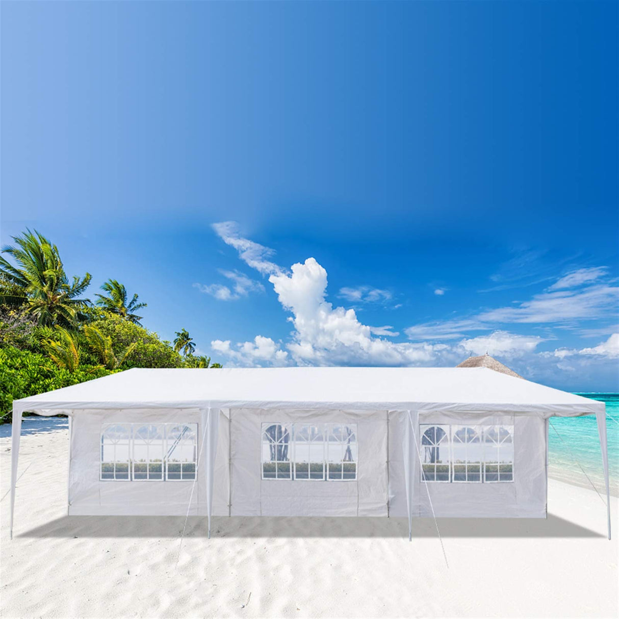 IMSEIGO 10x30 FT Heavy Duty Canopy Tent, Stable Spiral Tubes Waterproof Outdoor Inflatable Party Tent White Wedding Tents Patio Gazebo Canopy for Parties with 5 Removable Sidewalls Imseigo