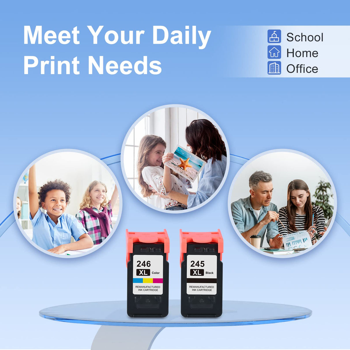myCartridge SUPRINT 245XL 246XL Combo Pack Ink Cartridge Replacement for Canon Ink 245 and 246 PG-245 CL-246 for Pixma TS3122 MG2522 TS3322 TR4520 Printer 245XL 246XL myCartridge SUPRINT