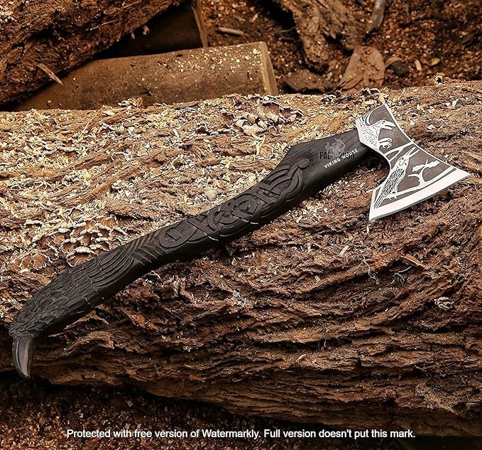 Viking Axe, Crow Hatchet,Throwing Axes,Hand Axe,Gifts for him, Crow Design Handle Wood Working Tool,Viking Gifts for Men,Camping Hatchet,Tomahawk,Bearded Axe WoodArtSupply