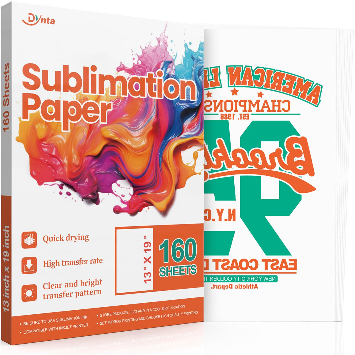 Sublimation Paper 13x19, 160 Sheets Heat Transfer Paper for Any Inkjet Printer 125g with Thermal Sublimation Ink Print on Mugs, Polyester Phone Cases, Light Fabrics DIY Gifts Dynta