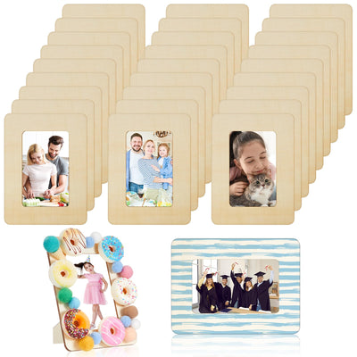 Yalikop 3 Pieces DIY Wood Frames for Crafts Unfinished 4 x 6 inch Picture Frames for Mother Gifts Wedding Crafts Wood, DIY Painting, Graduation Ceremony Decorate