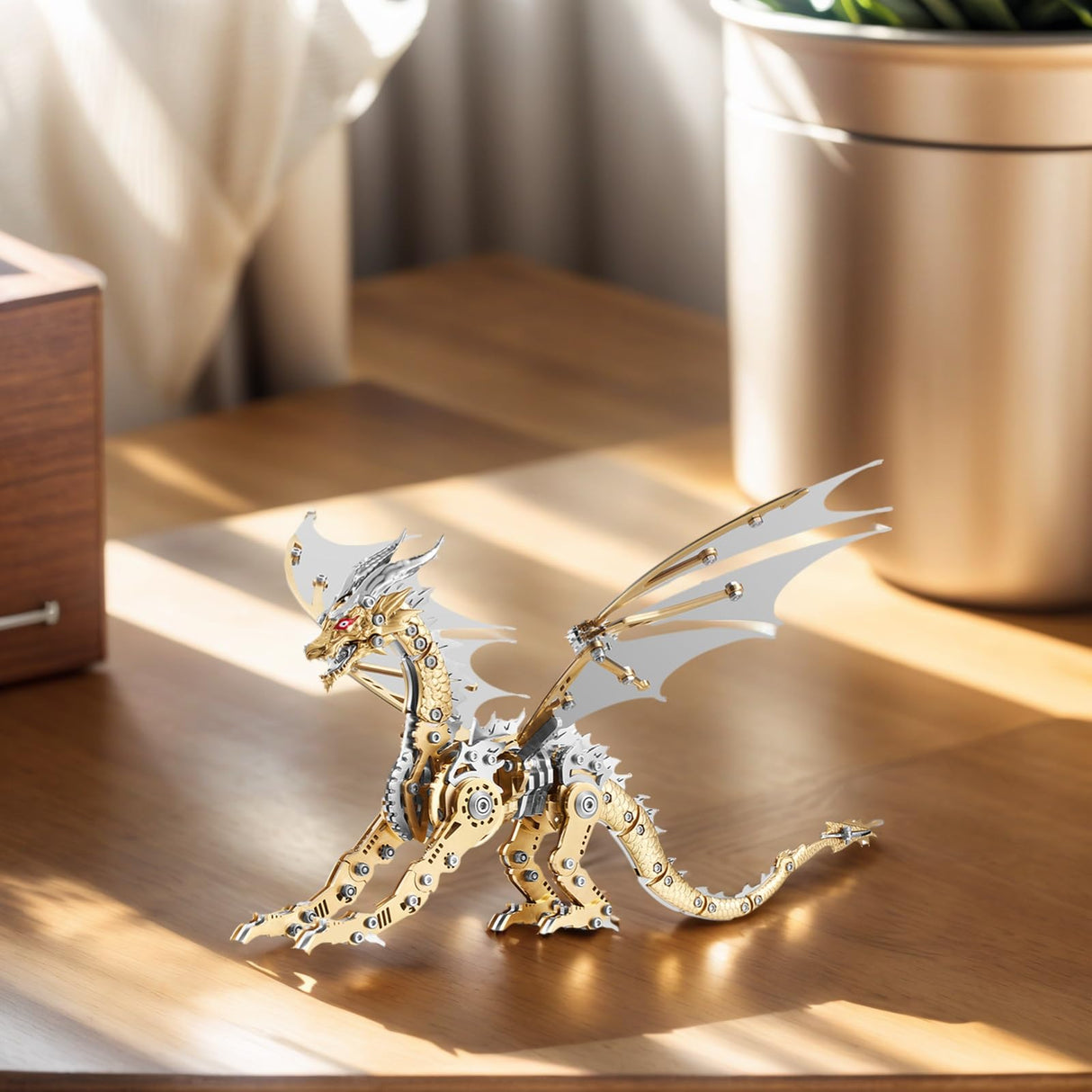 LONGPIN 3D Puzzles for Adults,Metal Dragon Puzzle Building Set,Collectible Mechanical Engineering Crafts for Home Office Decoration & Gift(Golden) LONGPIN