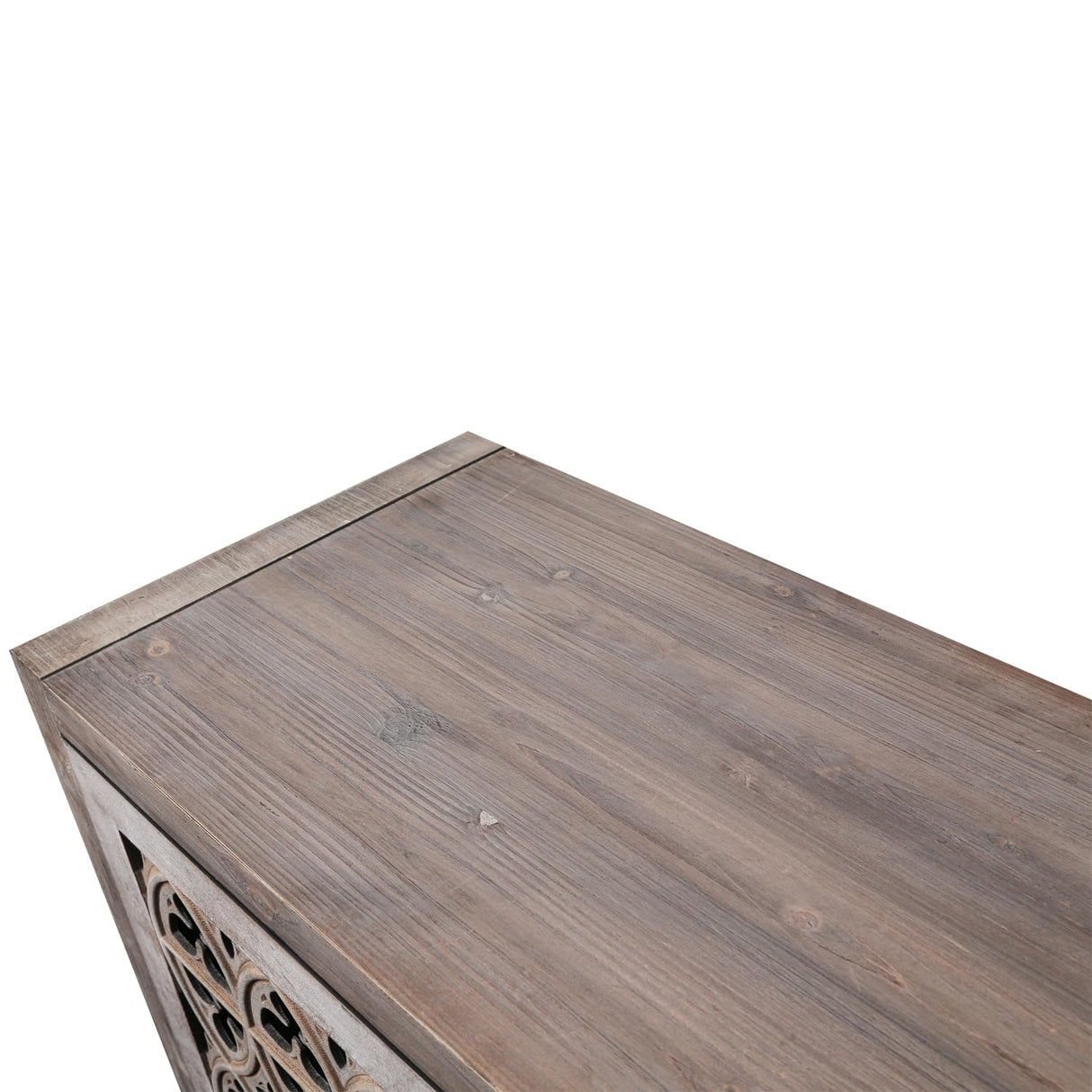 LKTART 59.8" Antique Brown Sideboard Buffet Storage Cabinet Hollow Four Door Antique Cabinet American Country Style Suitable for Living Room Kitchen Hallway LKTART