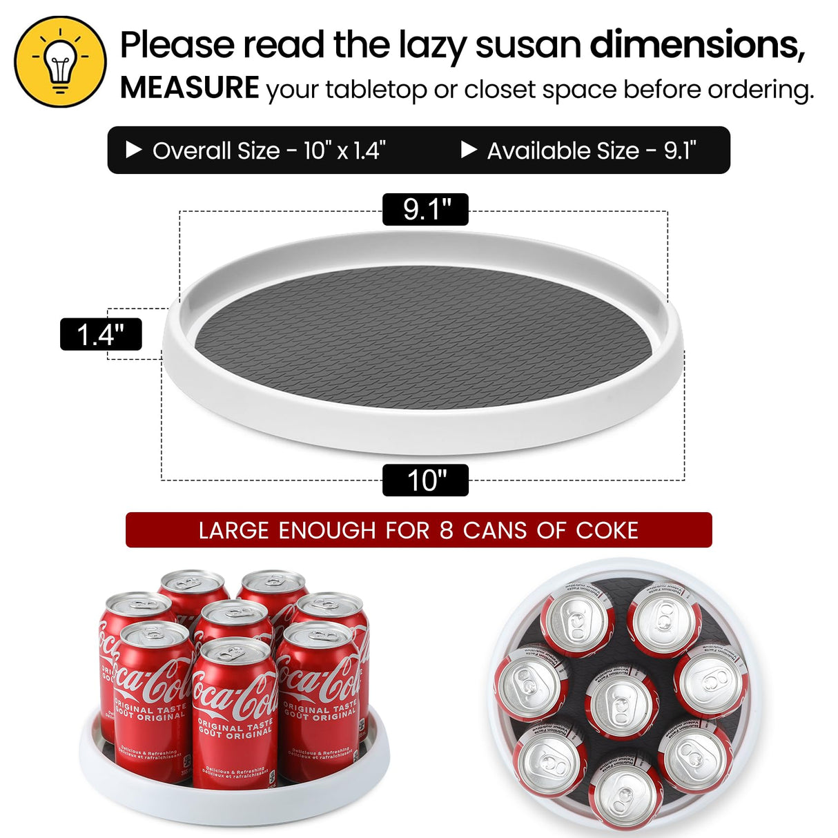 Set of 4, 10 Inch Non-Skid Lazy Susan Organizers - Turntable Rack for Cabinet, Pantry Organization and Storage, Kitchen, Fridge, Bathroom Makeup Vanity Countertop, Under Sink Organizing, Spice Rack LANDNEOO