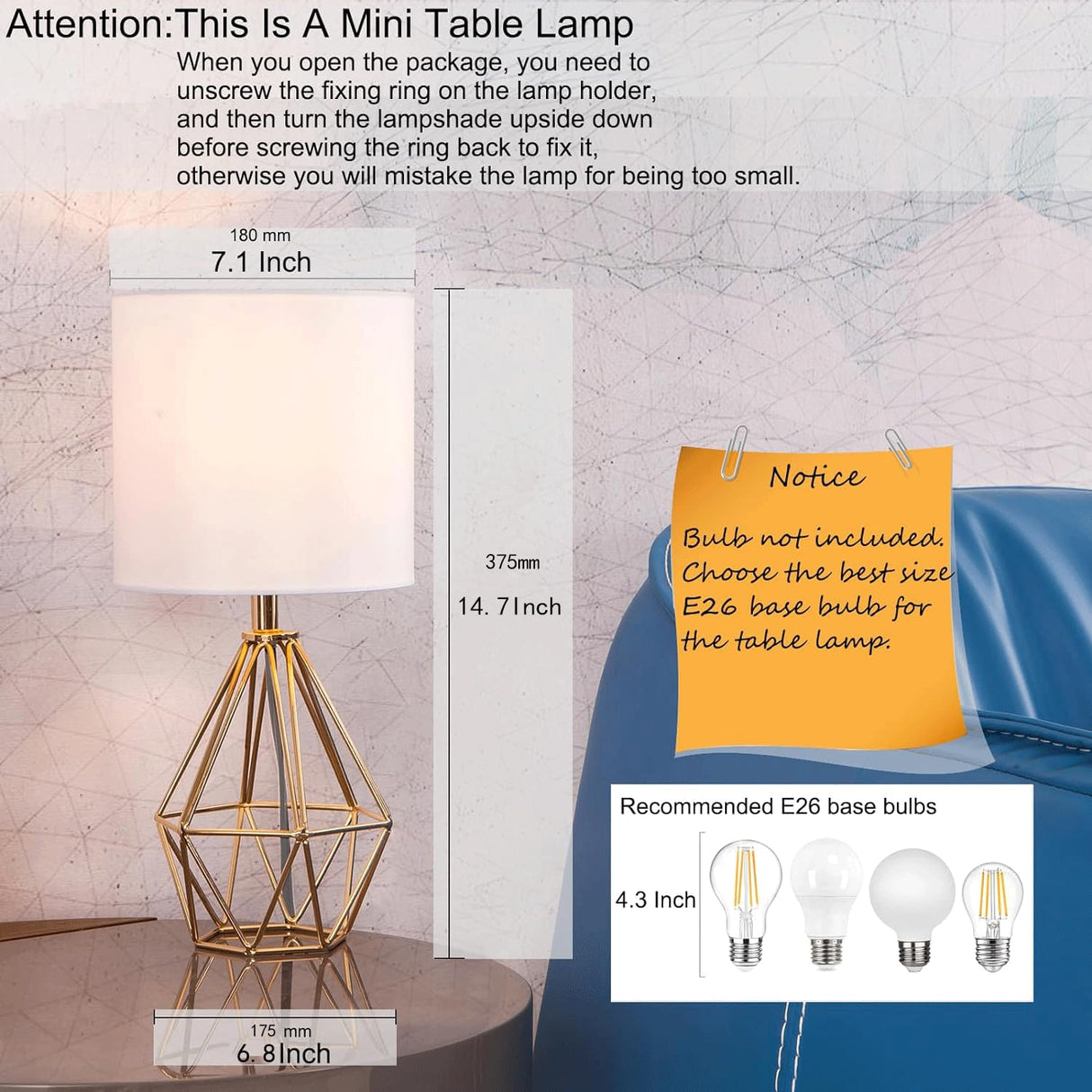 COTULIN Gold Modern Hollow Out Base Bedroom Small Table Lamp,Bedside Nightstand Lamp with Geometric Metal Base White Fabric Shade,Cute Desk Lamp for Kids Living Room COTULIN