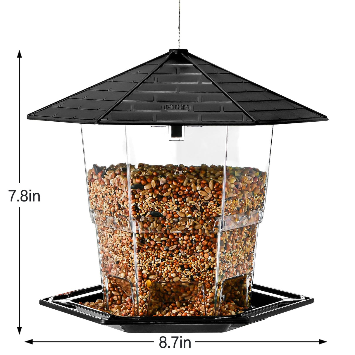 Jealoeur Bird Feeders for Outdoors Hanging Bird Feeder Wild Bird Seed, Black Jealoeur