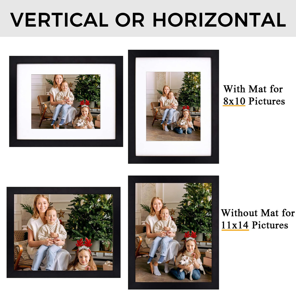 Golden State Art 11x14 Photo Wood Frame with Mat for 8x10 Picture BLACK Golden State Art