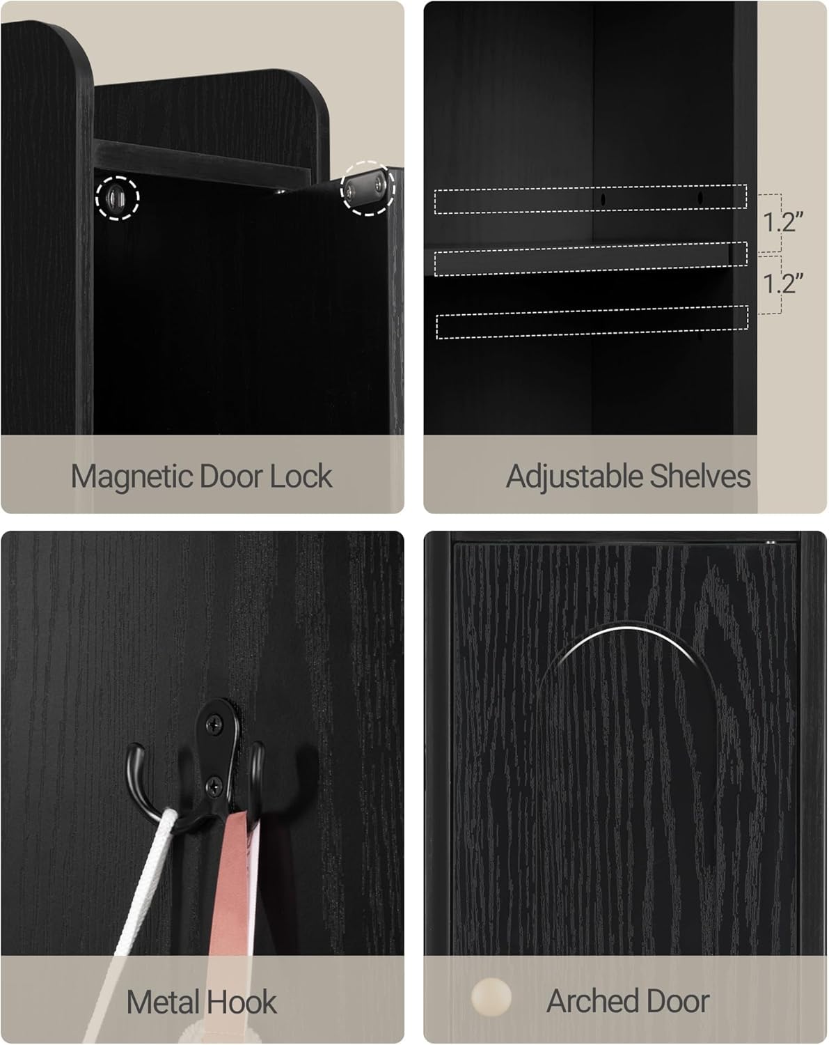 Hzuaneri Bathroom Cabinet with Adjustable Shelves, Freestanding Floor Cabinet, Tall Black Bathroom Storage Cabinet, Narrow Toilet Paper Storage, 7.9"D x 7.9"W x 70.9"H Hzuaneri