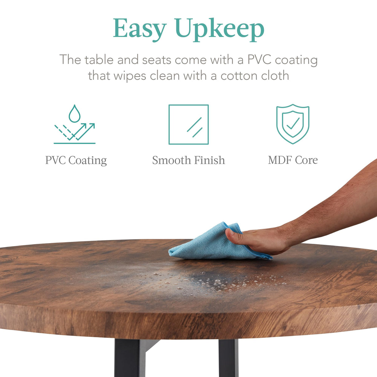 Best Choice Products 5-Piece Modern Round Counter Height Dining Set for Home Kitchen, Dining Room w/ 4 Chairs, 1.5in Thick Table - Brown Best Choice Products