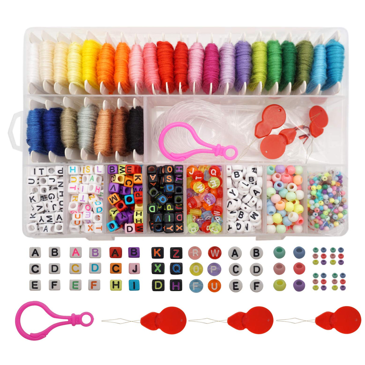 Peirich Friendship Bracelet Making Beads Kit, Letter Beads,22 Multi-Color Embroidery Floss Over 1900 pcs A-Z Alphabet Beads Beads Bracelets String Kit for Jewelry Making Christmas Birthday Gifts Peirich