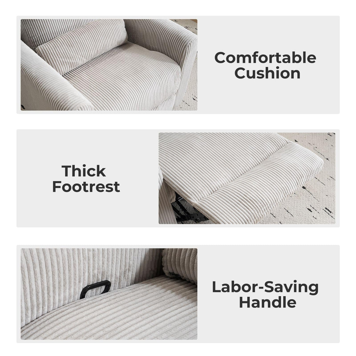 Rhevoy 360° Swivel Glider Recliner Chair, Oversized Rocker Recliner with Heating and Massage, Glider Chair for Nursery with Pillow,24" Extra Wide Rocking Chair for Living Room, Grey Rhevoy