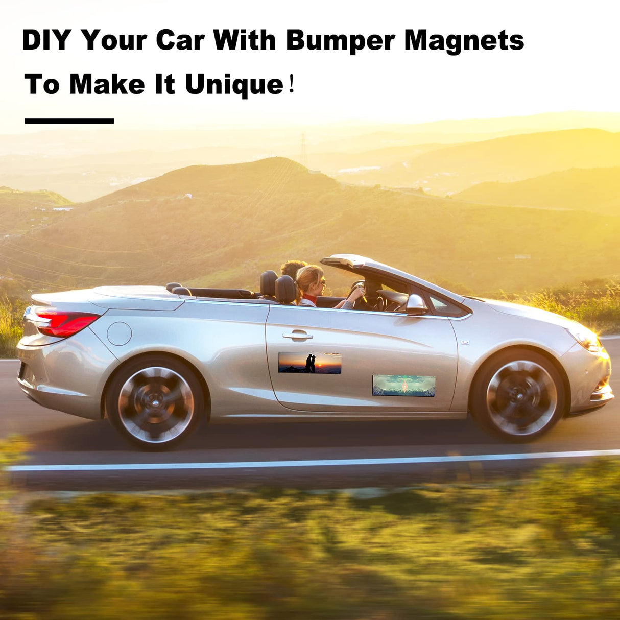 10 Pack 12" X 4" Bumper Sticker Magnets with Self Adhesive Flexible Magnetic Bumper Stickers, Turn Any Decal Into a Strong Magnet, Easy to Cut HYHOSHI