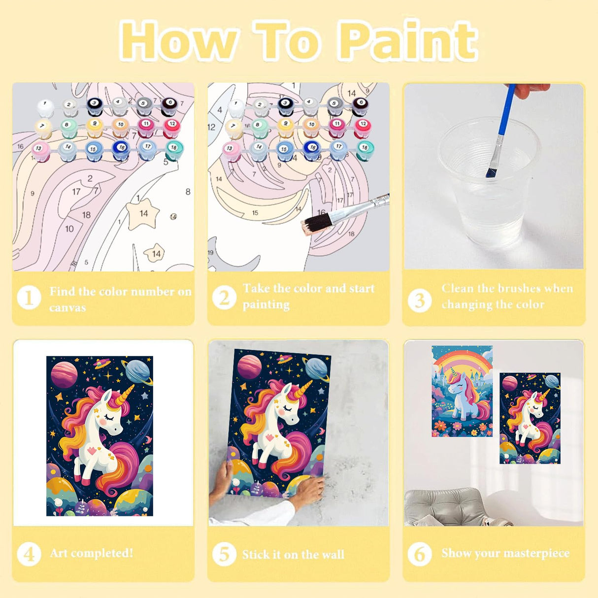 3 Pack Framed Paint by Numbers Kit for Kids, Animal Paint by Number for Kids Ages 4 8 12, Easy Framed Painting Kits with Easel for Kid Beginners Home Wall Decor (8x12 inch) HITO