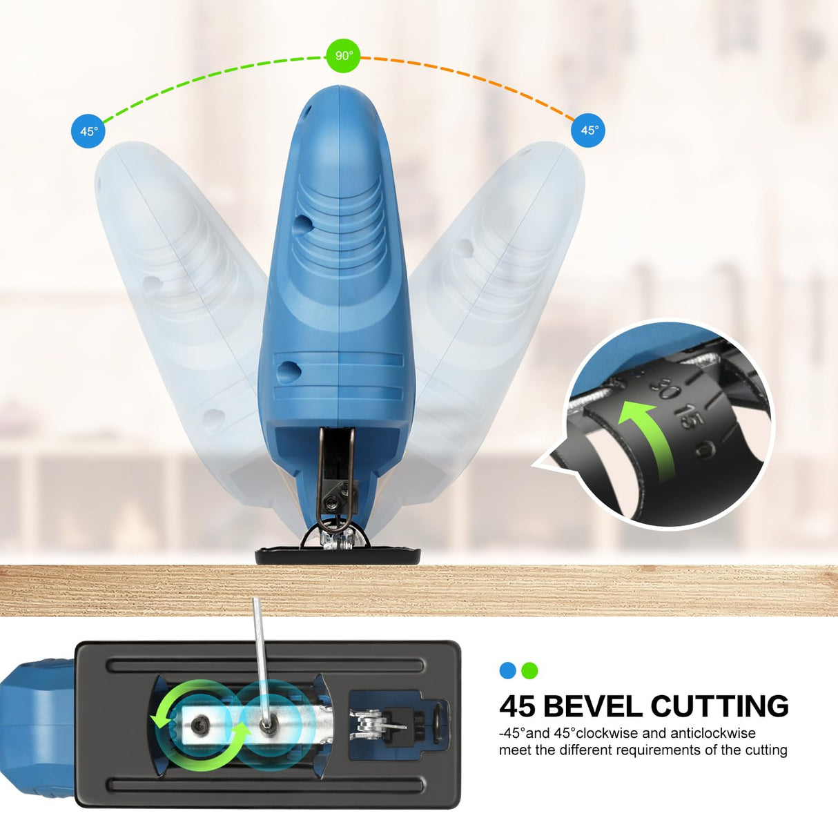 G LAXIA Jigsaw, 3.5 Amp Corded Jig Saw with 3pcs Cutting Blades, ±45° Bevel Cutting, 3000 SPM with Lock-on Button, Corded G LAXIA