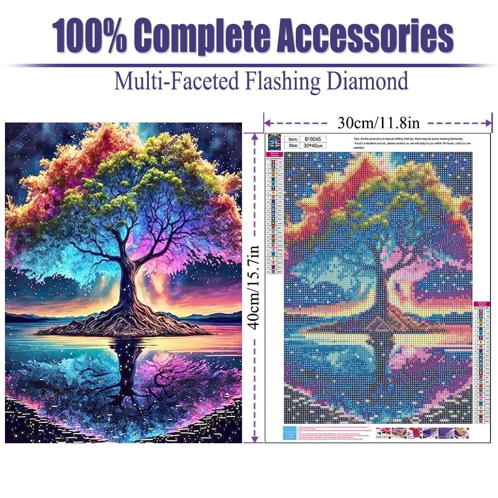 CNITUR DIY 5D Diamond Painting Kits for Adults Diamond Art Tree of Life Diamond Painting Full Drill Crystal Rhinestone Embroidery Craft Kits for Home Wall Decor Gifts, Diamond Art Kits B10045 CNITUR
