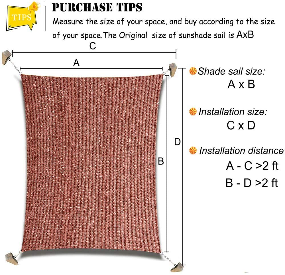 Patio Sun Shade Sail Canopy, 18' x 26' Rectangle Shade Cloth UV Block Sunshade Fabric - Outdoor Cover Awning Shelter for Pergola Backyard Garden Yard (18' x 26', Red) DIIG